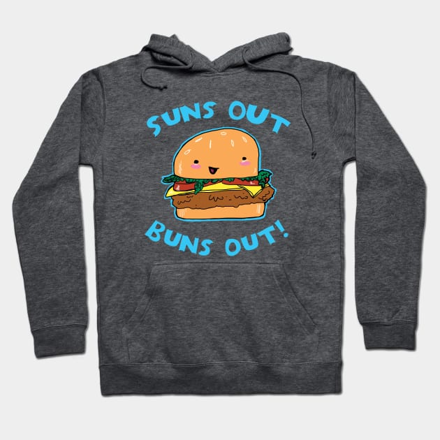 Suns Out Buns Out Cute Cheeseburger Food Pun Graphic Hoodie by CatsandBats